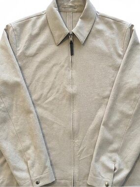 Zara Men's Light Gray Zip-Up Collared jacket